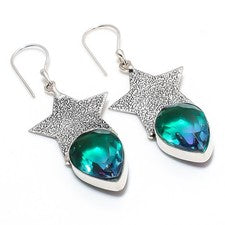 Pendiente de joyería de plata esterlina 925 hecho a mano con piedras preciosa...