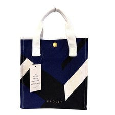 Bolso RADLEY Pequeño Evenfall Azul Lona Pequeño Abierto Top Agarre Bolso - Geo Abstracto