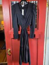 Vestido para mujer The Drop ItsJulietteFoxx negro manga larga recortes laterales talla XS