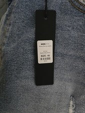 Pantalones de mezclilla ajustados rasgados rasgados azules desgastados de moda Nova para hombre 38x34 cremallera en el t