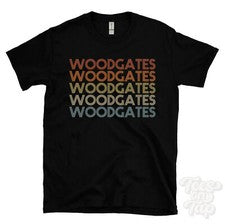 CAMISETA WOODGATES ESTILO RETRO REPETIDO Hombre y Mujer Novedad Genial Nombre Regalo