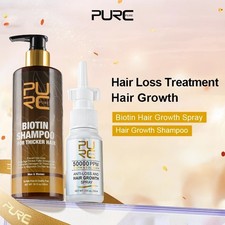 Champú y spray para el crecimiento del cabello PURC Biotina producto para la pérdida del cabello unisex