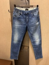 Pantalones de mezclilla para hombre REPLAY estilo jogger azul elástico cintura elástica, talla 32/30