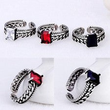 Anillo cuadrado de cristal 925 con banda ajustable para el pulgar para mujer joyería Reino Unido