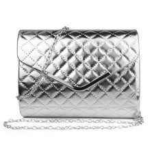 Bolso Bandolera Cartera Imitación Dama Plateado Mujeres Moda Cuero Cadena Asa Bolso de Mano