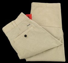 Pantalones chinos de algodón HUGO BOSS tostados DEXTER 232D ajustados frente plano 38 32 nuevos con etiquetas