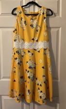 Vestido OWIN Moda Nueva York Para Mujer Sin Mangas Amarillo Floral - Talla XL NUEVO