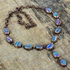 Venta de Halloween Arco Iris Calsilica Piedras Preciosas Electroformadas Cadena Collar Cobre