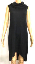 Vestido Chelsea Sky Shift para mujer talla S negro forrado de lana hasta la rodilla capucha cuello nuevo