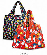 (Juego de 2) Bolso de Mano Estilo Miffy Conejo 2 Vías GRANDE Mercado Plegable Impermeable Bolsa