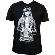 Camiseta de motociclista de arte del mercado negro para niña personalizada estilo tatuaje arte motocicleta camiseta