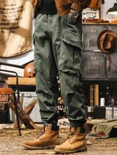 Ropa de Trabajo Retro Pantalones Para Hombre Otoño Exterior Calce Suelto Bolsillos Grandes Pantalón Informal