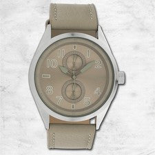 Oozoo Reloj Pulsera Hombre Relojes Analógico Cuero Gris Claro UOC10026