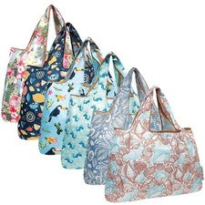 Allydrew Bolso Grande Plegable Nylon Reutilizable Bolsas de Comestibles, Paquete de 6, Viaje