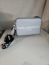 Bolso Bandolera KARL LAGERFELD Maybelle Para Mujer Azul Bebé/Blanco Letras Nuevo con Etiquetas