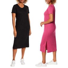 NUEVO CON ETIQUETAS Jessica Simpson Para Mujer Jersey Suave Aberturas Laterales Camiseta Vestido Midi M-3X