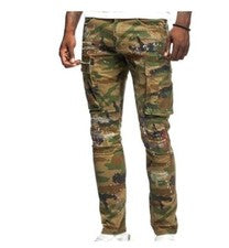 Pantalones de mezclilla utilitarios de sarga con bolsillos laterales 30/32 Smoke Rise para hombre de moda