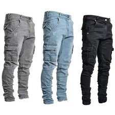 Pantalones de mezclilla elásticos ajustados para hombre Pantalones ajustados informales Pantalones ajustados Moda