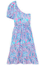 Vestido para mujer - Vestido estampado paisley azul - Maxi vestido - Mediano - Jersey de algodón