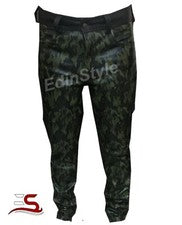 Hombre Original Piel de Vaca Estilo Militar Pantalón Nuevo Camuflaje Pantalones Cuero Real