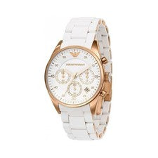 Reloj cronógrafo deportivo Emporio Armani para hombre oro rosa PVD AR5919