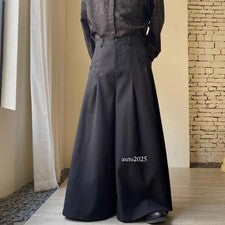 Pantalones informales góticos de pierna ancha con volantes sueltos de otoño de moda para hombres
