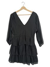 Vestido mujer LeGer by Lena Gercke talla 40 negro volantes cuello en V