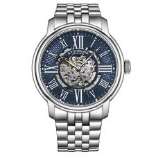 Reloj Hombre Stuhrling 4031 5 Atrium Automático Esqueleto Pulsera Esfera Azul