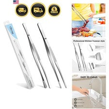 2 piezas de utensilios de cocina de acero inoxidable de 12 pulgadas, pinzas de cocina, pinzas de cocina...