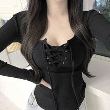 Mujeres Sexy Sexy Cuello Redondo Mangas Largas Camiseta Calce Ajustado Blusa Moda Prendas para el torso