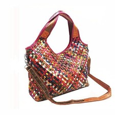Bolso de mano multicolor para mujer cuero de vaca genuino asa superior bolsos de moda