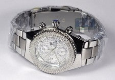 Reloj Aqua Master esfera plateada acero inoxidable bisel de diamantes W#13