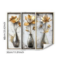 Para Decoración del Hogar 3D Oro Flor Calcomanía Loto Vinilo Adhesivo Impermeable Vinilo