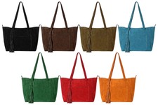 Bolso de Mano holgado de Gamuza de Cuero Real para Mujer Bolso de Hombro de Moda Diario