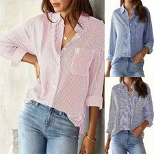 Cárdigan a Rayas para Mujer Top Informal Moda Manga Larga Camisa Informal Camisas Delgadas