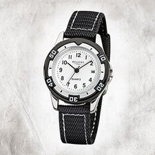 Regent Textil Tela Reloj Niños F-318 Reloj de Cuarzo Pulsera Negro URF318