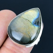 Anillo de joyería de plata esterlina 925 hecho a mano con piedras preciosas...