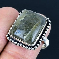Anillo de joyería de plata esterlina 925 hecho a mano con piedras preciosas...