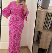 Langes Kleid aus WaxSeide ,5 Farben/Robe en Soie disponible en 5couleurs(M,L,XL)