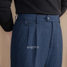 Pantalones informales de trabajo de Nápoles estilo británico Gurkha mezcla de lana para hombre de negocios