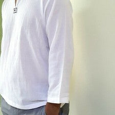 Camiseta Algodón Lino Tailandesa Hippie Camisa Cuello en V Para Hombres Yoga Top Blusa Verano