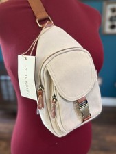 NUEVO CON ETIQUETAS Antiguo Bolso Bandolera/Mochila Mochila Unisex Tostado de Lona Kraft