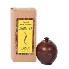 Perfume natural sólido de jazmín aromático Lasa para fragancia corporal en tarro de madera