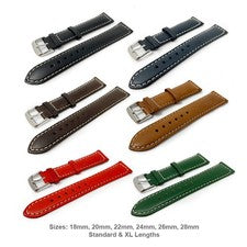 Correa de reloj para hombre italiana semi brillante cuero de becerro Sorrento cosido 18 mm-28 mm