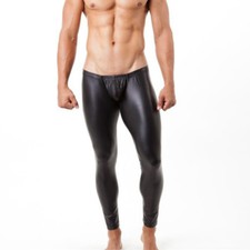 Hombres Imitación Cuero Leggings Metálicos Elastizados Cintura Baja Pantalones Pantalones Ajustados Moda