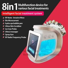 Máquina de spa facial meso martillo frío hielo microcorriente RF 8 en 1 Hydra Face Lift
