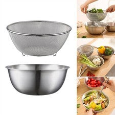 Juego de tazones y coladores de acero inoxidable para una preparación eficiente de alimentos
