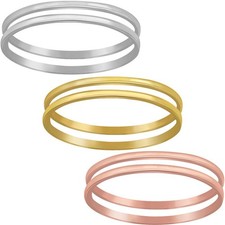 Anillo doble plata de ley 925 dos filas oro rosa 2 en 1 dos anillos regalo
