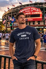 Camiseta Wrigley Field Chicago Estilo Suave Azul Marino