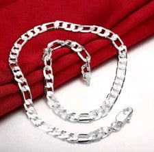 Cadena de plata 925 Figaro para hombre y mujer, cadena blindada. Ancho 8mm Largo 50cm. Nuevo